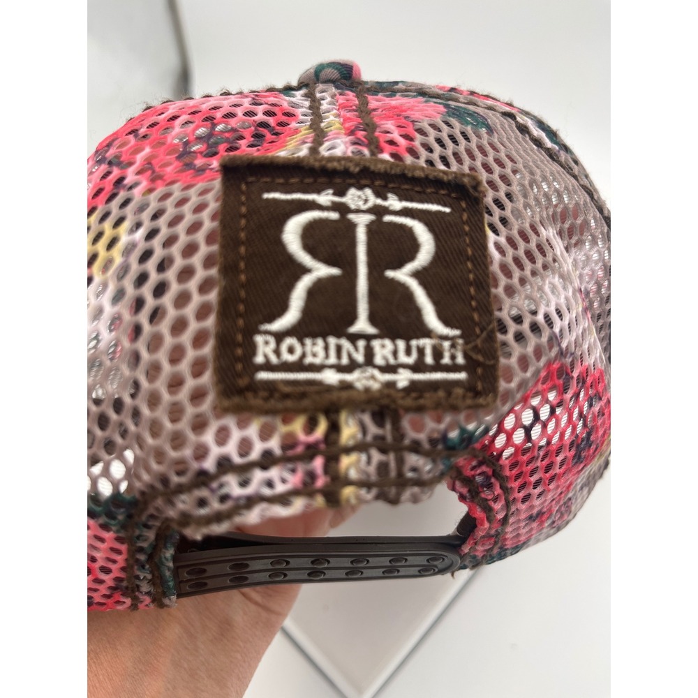 Robin Ruth Texas Floral Trucker Hat Pink Rose Quilted Snapback Mesh Cap Womens - Picture 3 of 5